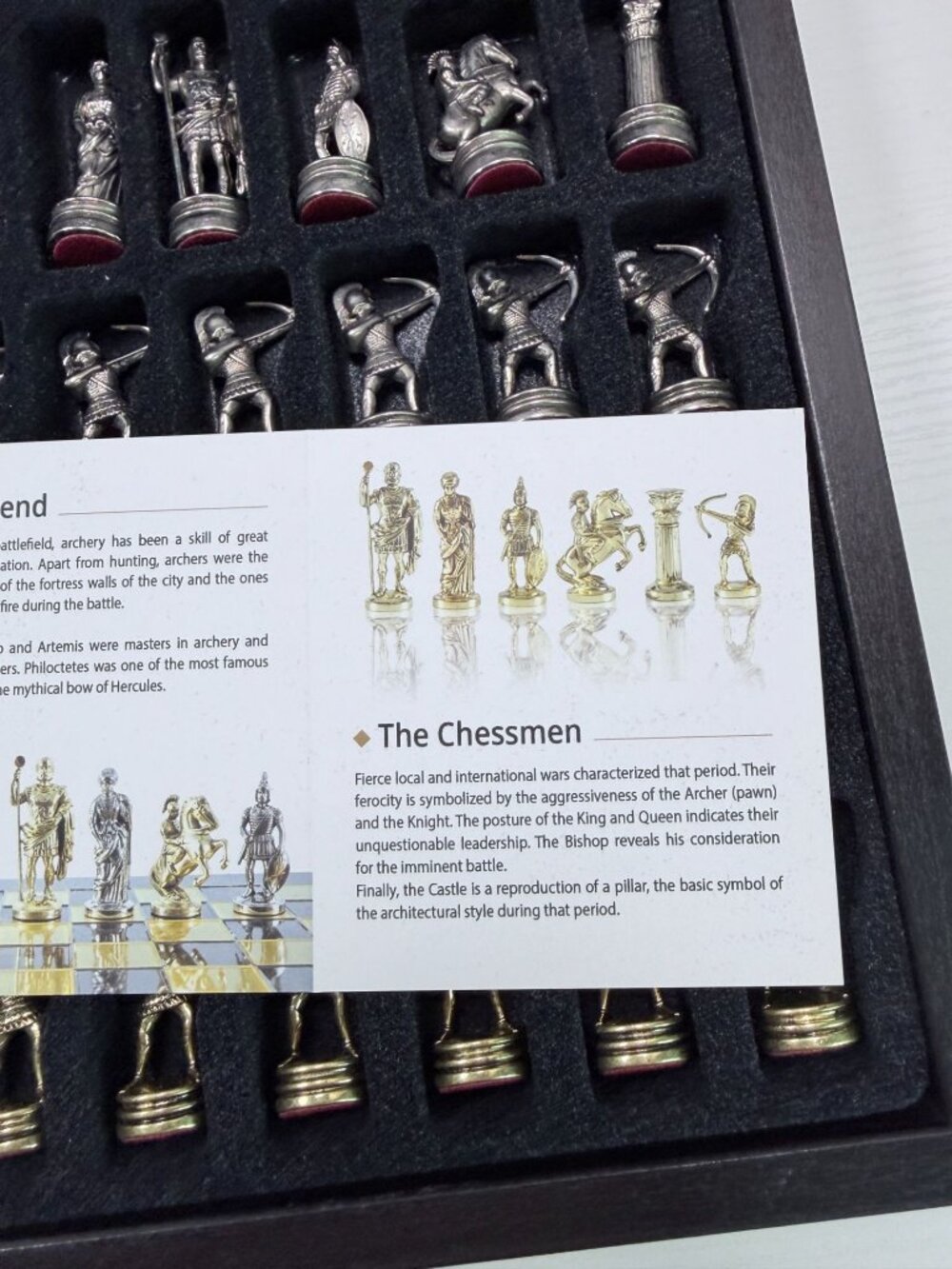 Manopoulos Chess Set Greek Mythology Archer Blue Complete Handcrafted - Picture 7 of 16